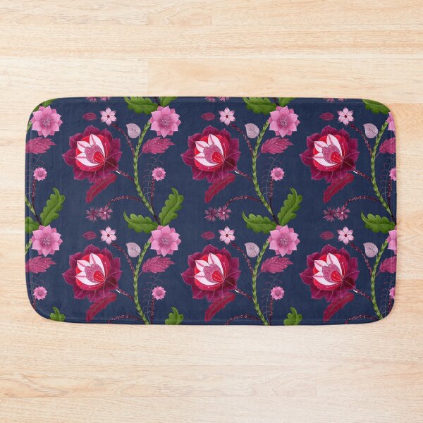 Item preview, Crimson Lotus Garden – Romantic Indian Floral Pattern – Midnight Indigo designed and sold by Piret Victoria Ribas.