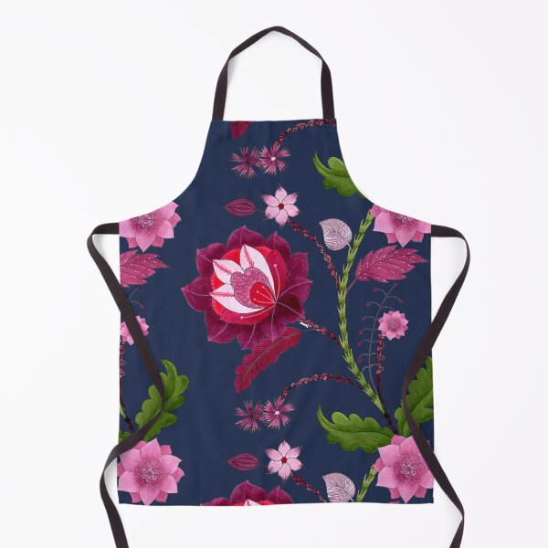 Item preview, Crimson Lotus Garden – Romantic Indian Floral Pattern – Midnight Indigo designed and sold by Piret Victoria Ribas.
