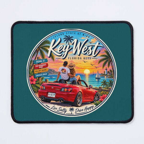Item preview, Key West Red Roadster Sunset Badge designed and sold by piketo.