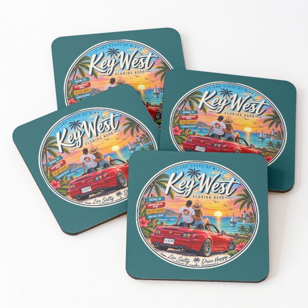 Item preview, Key West Red Roadster Sunset Badge designed and sold by piketo.