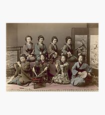Geisha Girls Playing Musical Instruments - Kusakabe Kimbei Photographic Print