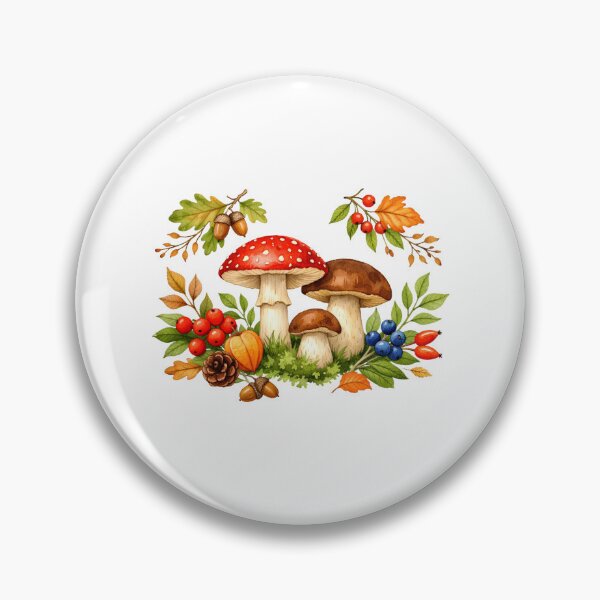 Item preview, Watercolor Autumn Mushrooms, Berries and Leaves   designed and sold by silviaol.