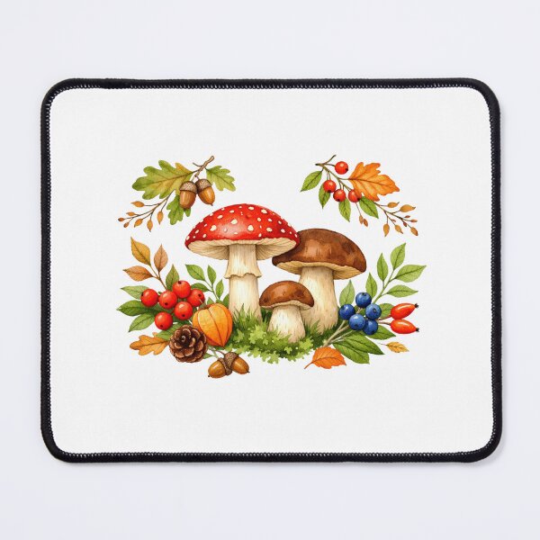 Item preview, Watercolor Autumn Mushrooms, Berries and Leaves designed and sold by silviaol.