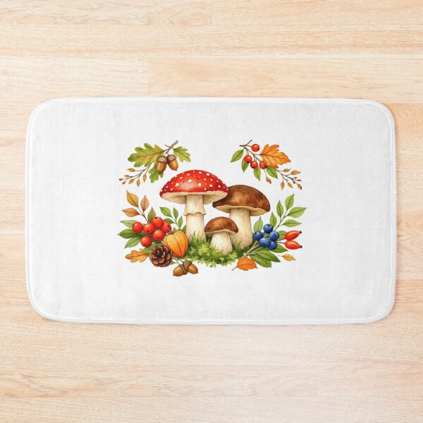 Item preview, Watercolor Autumn Mushrooms, Berries and Leaves   designed and sold by silviaol.