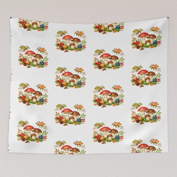 Item preview, Watercolor Autumn Mushrooms, Berries and Leaves   designed and sold by silviaol.