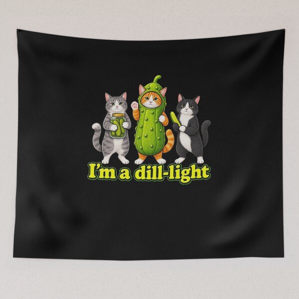 Item preview, Funny I'm A Dill-Light Funny Cats And Pickles Pun Art designed and sold by elderberry.
