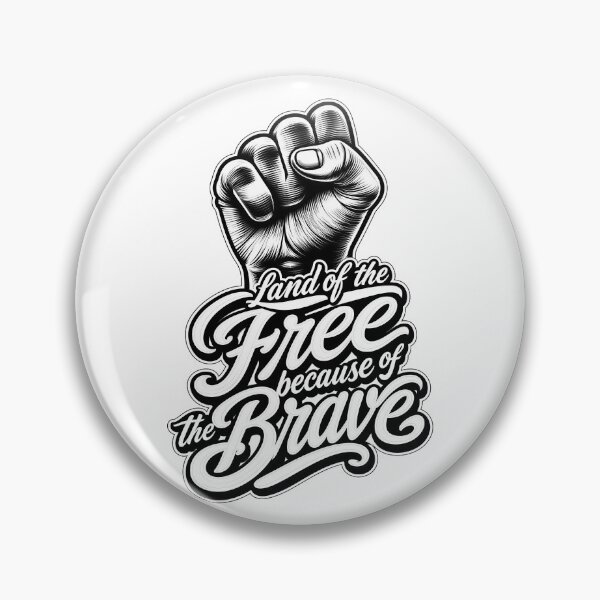 Item preview, Land of the Free Because of the Brave – Vintage Black and White Freedom Fist designed and sold by WLHmedia.com .
