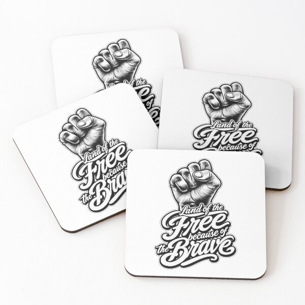 Item preview, Land of the Free Because of the Brave – Vintage Black and White Freedom Fist designed and sold by WLHmedia.com .