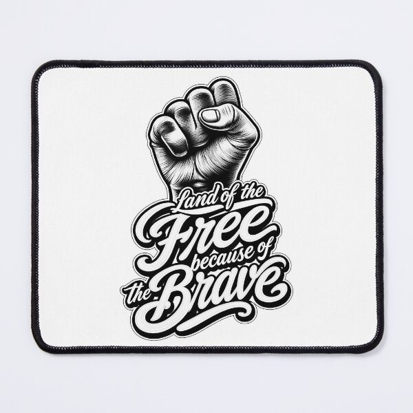 Item preview, Land of the Free Because of the Brave – Vintage Black and White Freedom Fist designed and sold by WLHmedia.com .