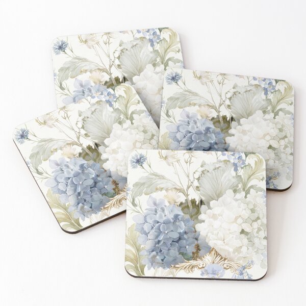 Item preview, Blue & White Hydrangea Watercolor Pattern – Vintage Floral Botanical Art designed and sold by FawnFeatherCo.