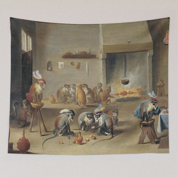 Item preview, Monkey Art Print, Vintage Monkey Kitchen Scene, Dutch Old Master Painting designed and sold by RickE.