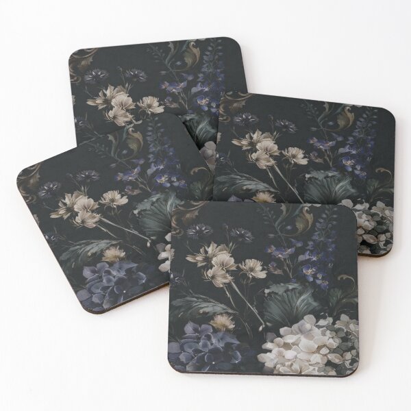 Item preview, Dark Moody Hydrangea Watercolor Pattern – Black Botanical Floral Art designed and sold by FawnFeatherCo.