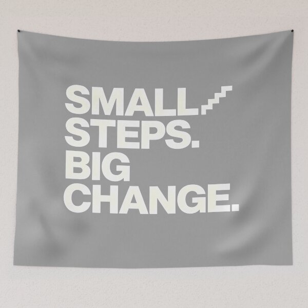 Item preview, Small Steps Big Change Motivational Minimalist Typography Design designed and sold by Spirit of Siam.