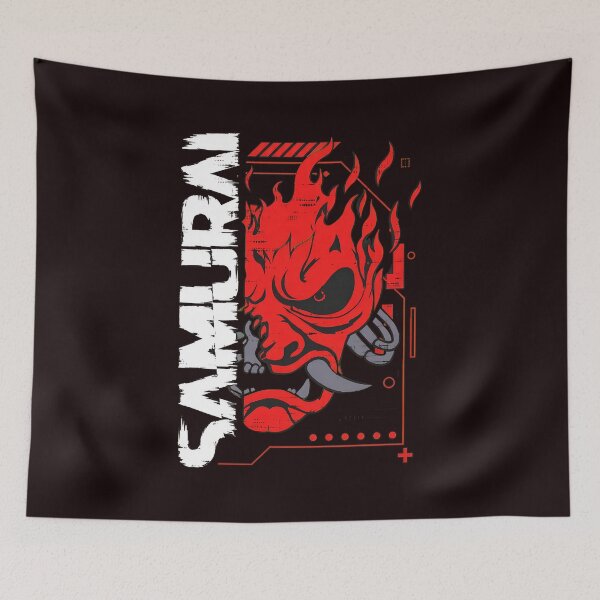 Item preview, Samurai Flaming Cyberpunk Art designed and sold by ShophiaCrafts.