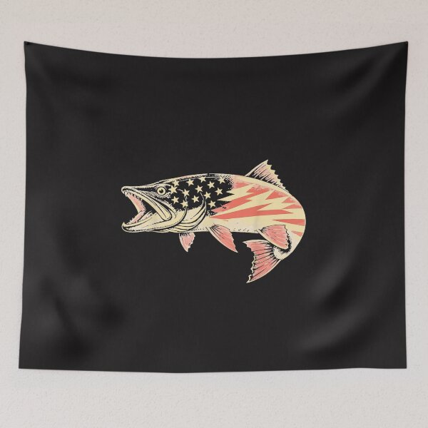 Item preview, American Flag Muskie Fishing Vintage Patriotic Angler Graphic designed and sold by kiralynstration.