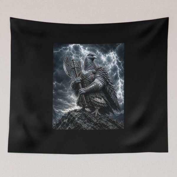 Item preview, Funny Storm Pigeon Battle Guardian With Axe Art designed and sold by elderberry.