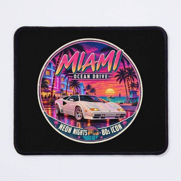 Item preview, Miami Ocean Drive Neon Nights Retro Badge designed and sold by piketo.