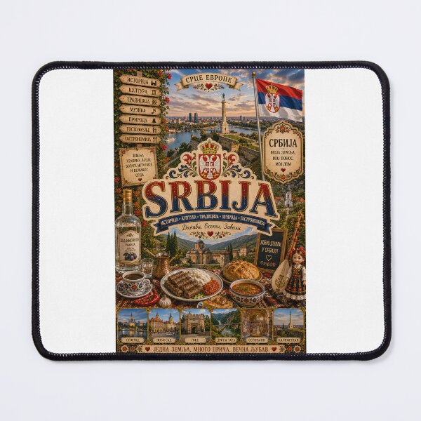 Item preview, Serbia Tourism Art Poster | Belgrade Novi Sad Danube & Balkan Traditions designed and sold by alexcorporation.