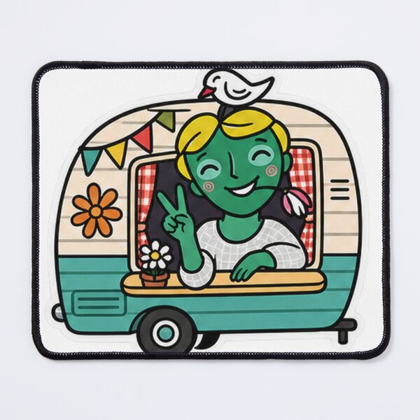 Item preview, Retro Camper Smile – Peace Sign Travel Sticker designed and sold by Blue Haired Girl.