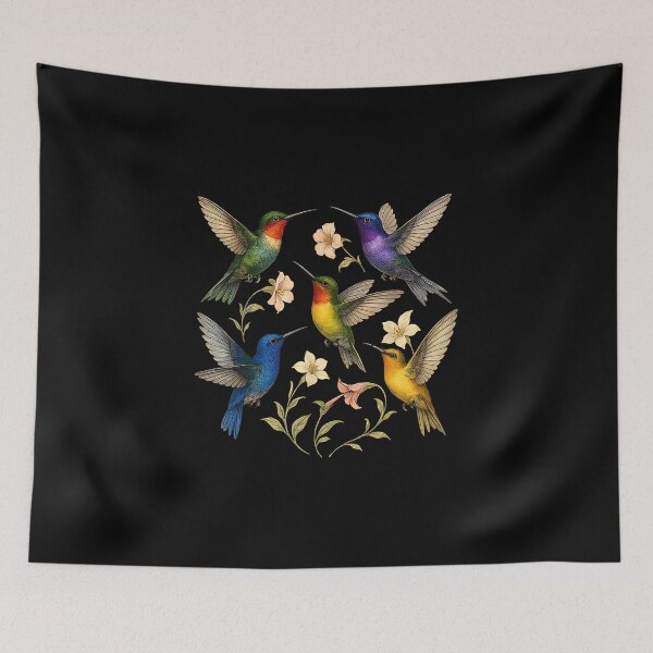 Item preview, Humming Bird Flowers Colorful designed and sold by Foxintheloart.