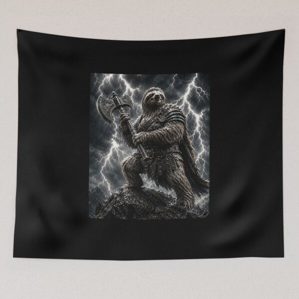 Item preview, Thunderstorm Sloth Warrior and Battle Axe designed and sold by elderberry.
