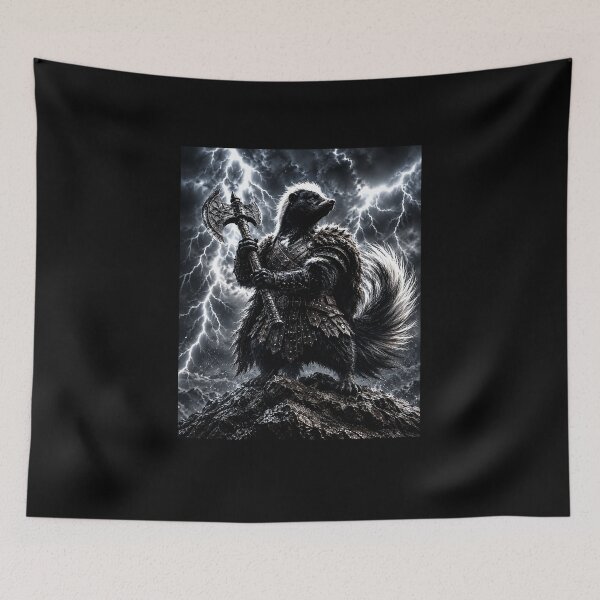 Item preview, Funny Storm Skunk Axe Warrior Fantasy Lightning Art designed and sold by elderberry.