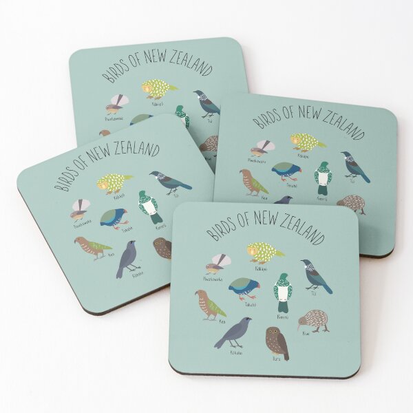 Item preview, Birds Of New Zealand - Kiwi, Kakapo, Tui, Fantail, Kaka, Kea - Teal designed and sold by Rebeccatiana.nz.