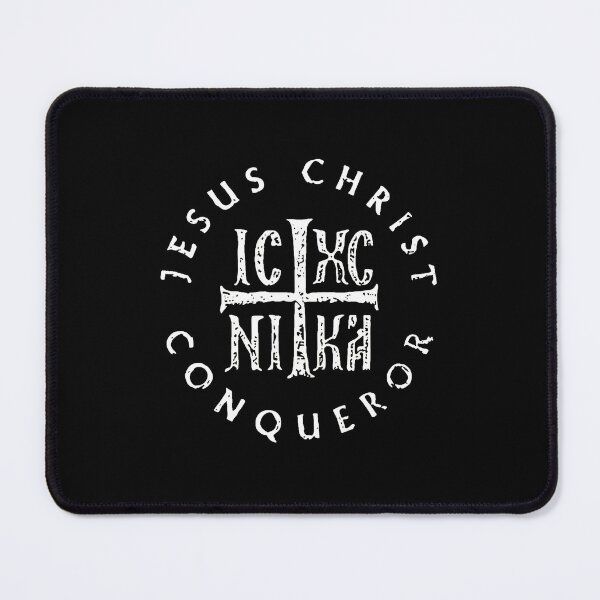 Item preview, Jesus Christ Conqueror Cross Emblem Religious Graphic designed and sold by lupkinsdhiatt.