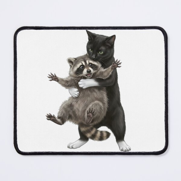 Item preview, Black Cat Bear Hugging Raccoon designed and sold by The She Shed.