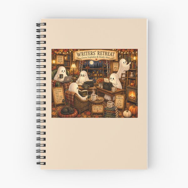 Item preview, Writers' Retreat | Cozy Ghost Writers Cabin | Watercolor Autumn Halloween Art designed and sold by Novel Works Studio.