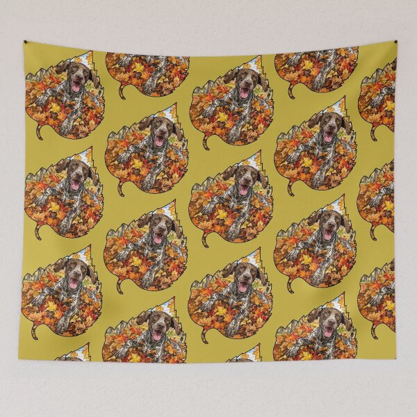 Item preview, Fall German Shorthaired Pointer Playing In Autumn Leaves designed and sold by Lion and Lamb Design.