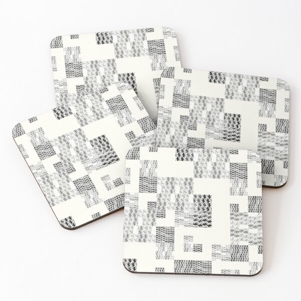 Item preview, Monochrome Pixel Tweed Patchwork Art designed and sold by PoeticRecipeST.