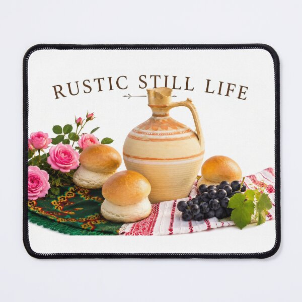 Item preview, Rustic Still Life – Traditional Jug, Roses, Bread and Grapes designed and sold by DansCreations42.