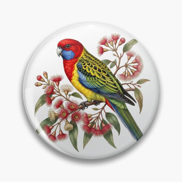 Item preview, Eastern Rosella Flowering Branch Vintage Print designed and sold by DangaVintage.