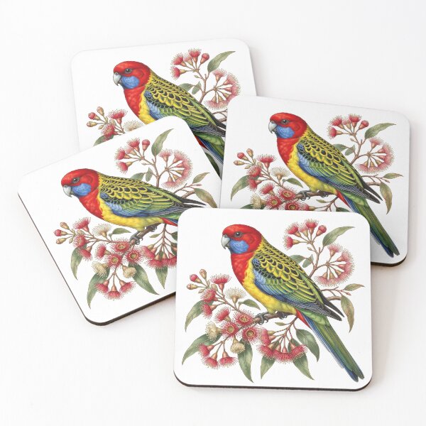 Item preview, Eastern Rosella Flowering Branch Vintage Print designed and sold by DangaVintage.