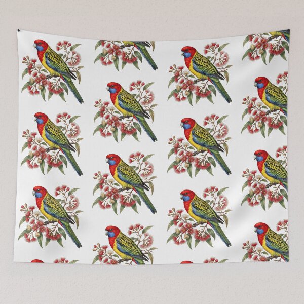 Item preview, Eastern Rosella Flowering Branch Vintage Print designed and sold by DangaVintage.