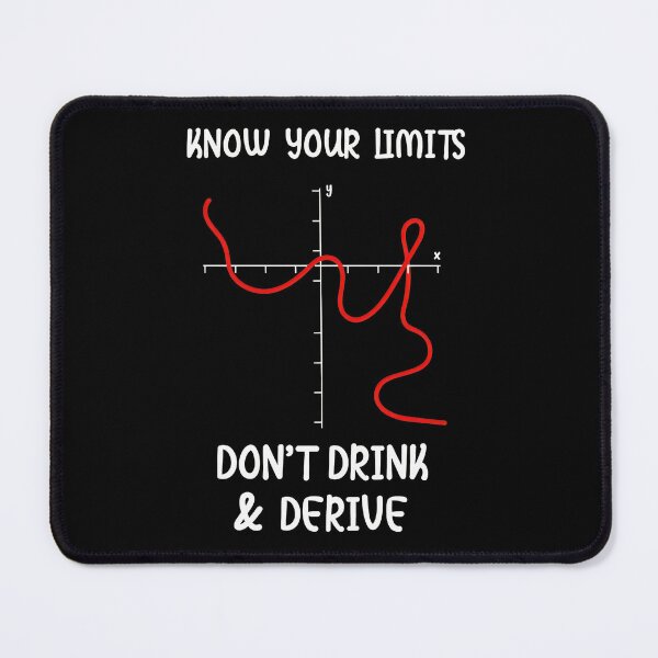 Item preview, Know Your Limits Don't Drink Derive Math Joke designed and sold by lupkinsdhiatt.