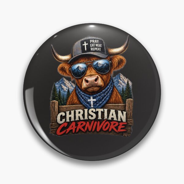 Item preview, Cow Christian Carnivore pray eat meat repeat designed and sold by CarnivoreGifts.