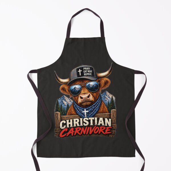 Artikelvorschau, Kuh, Christ, Fleischfresser, beten, Fleisch essen, wiederholen entworfen und verkauft von CarnivoreGifts.