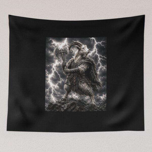 Item preview, Funny Storm Ram Warrior With Double Headed Axe Art designed and sold by elderberry.