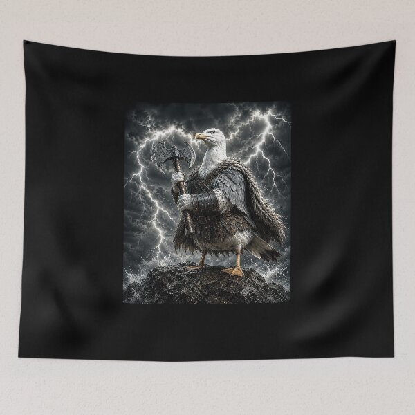 Item preview, Funny Stormy Viking Eagle Warrior With Battle Axe Art designed and sold by elderberry.