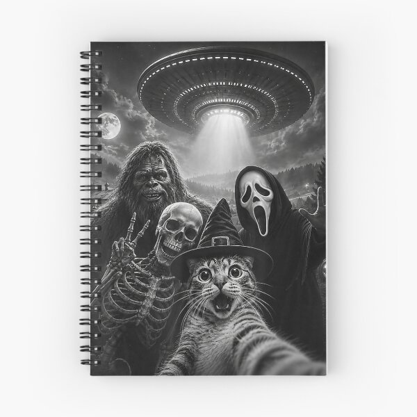 Item preview, Cat Selfie Bigfoot Skeleton UFO Ghost Halloween designed and sold by BareCrack.