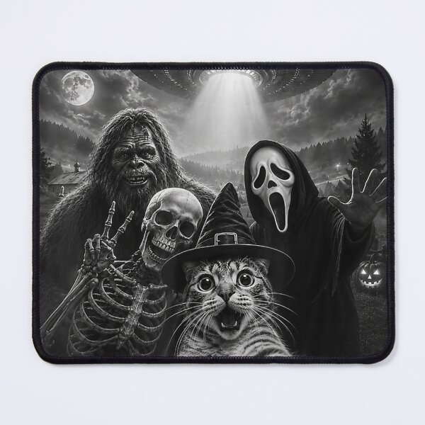 Item preview, Cat Selfie Bigfoot Skeleton UFO Ghost Halloween designed and sold by BareCrack.
