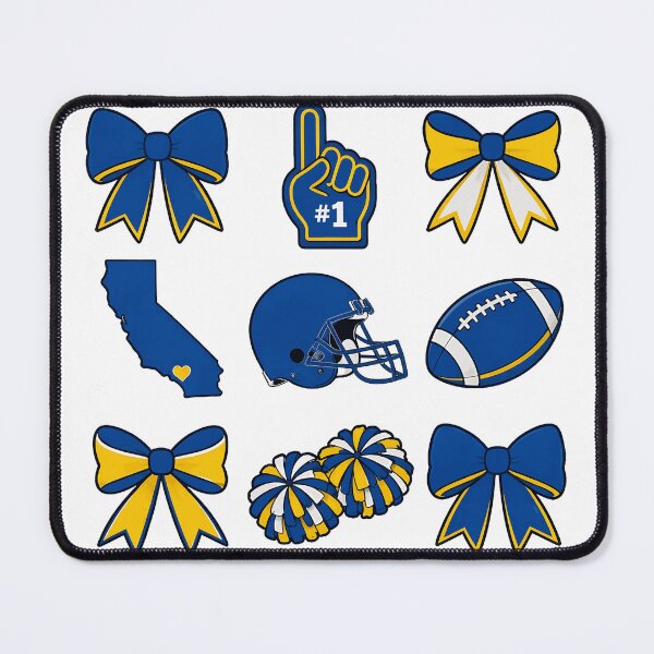 Item preview, Blue Yellow Bows Football Cheer California Vibes designed and sold by CarlaWise58071.