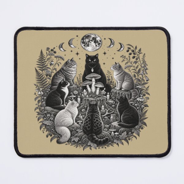 Item preview, Witchy Cat Lover Moonlit Mushroom Coven designed and sold by POD DYNASTY | Original Print On Demand T-Shirt Graphics.