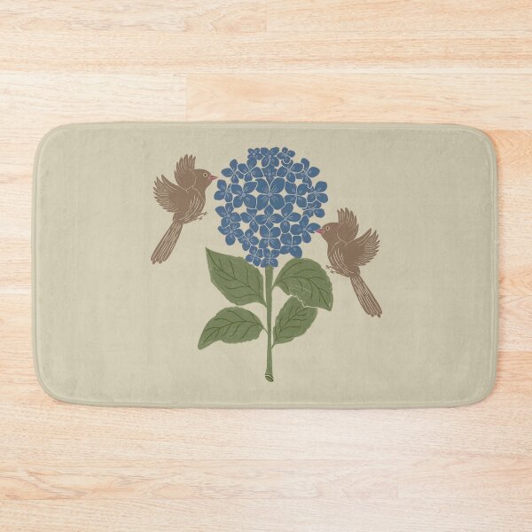 Item preview, Blue Hydrangeas flower , Floral garden , birds, butterflies, vintage hydrangea’s floral bouquet  designed and sold by DColourMuse.