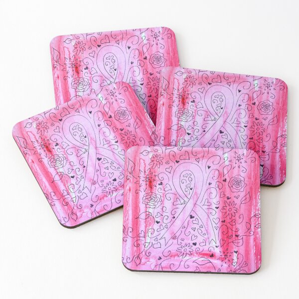 Item preview, Breast Cancer Awareness flowers and swirls designed and sold by ArtwithaFriend.