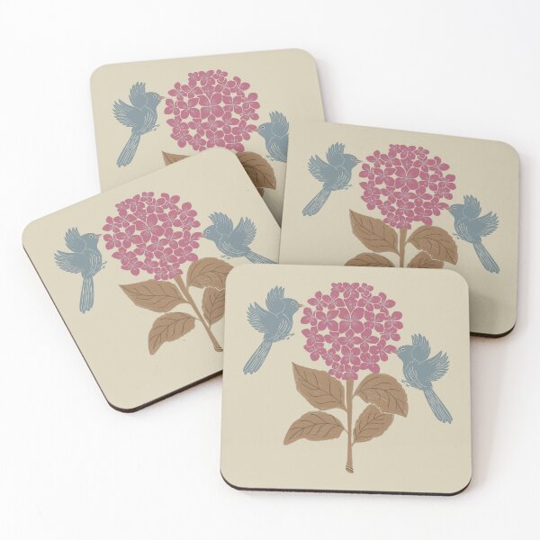 Item preview, Pink Hydrangeas flower , Floral garden , birds, butterflies, vintage hydrangea’s floral bouquet  designed and sold by DColourMuse.