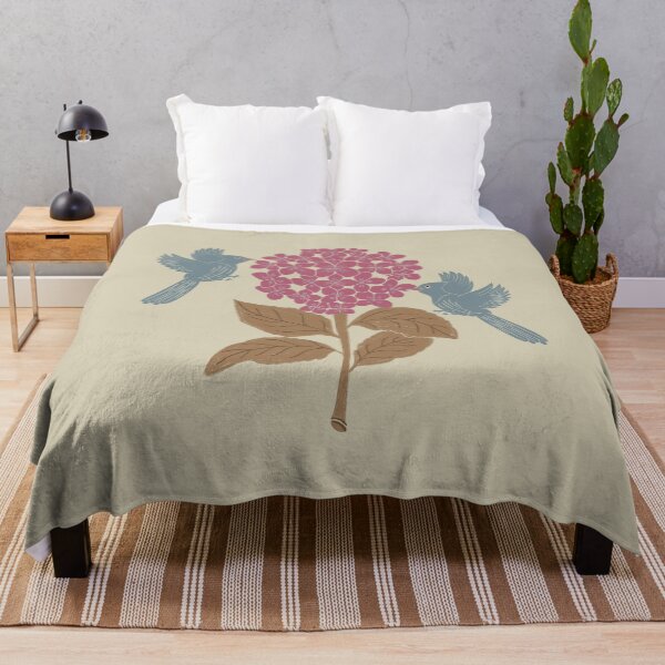 Item preview, Pink Hydrangeas flower , Floral garden , birds, butterflies, vintage hydrangea’s floral bouquet designed and sold by DColourMuse.