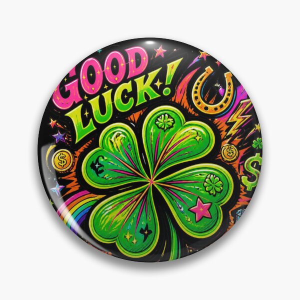 Item preview, Retro Neon Four Leaf Clover Good Luck Pop Art designed and sold by Skyrocketz.